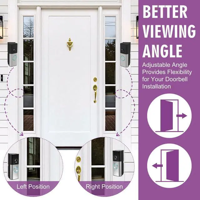 Alt view image 4 of 6 - Adjustable Doorbell Angle Mount, 0-45° Anti-Theft Doorbell Mounting Bracket Compatible with Ring Wired Doorbell Plus/Pro (2026 Latest Models) & Battery Doorbell Plus/Pro (2nd Gen)