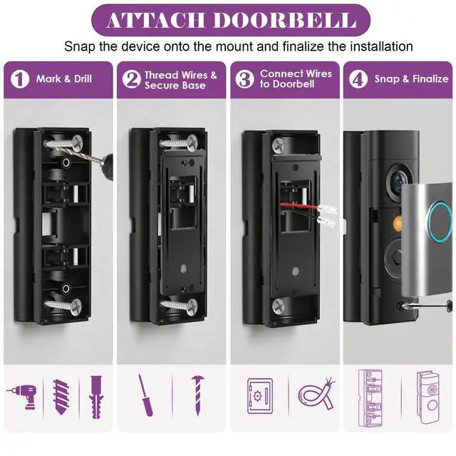 Alt view image 5 of 6 - Adjustable Doorbell Angle Mount, 0-45° Anti-Theft Doorbell Mounting Bracket Compatible with Ring Wired Doorbell Plus/Pro (2026 Latest Models) & Battery Doorbell Plus/Pro (2nd Gen)