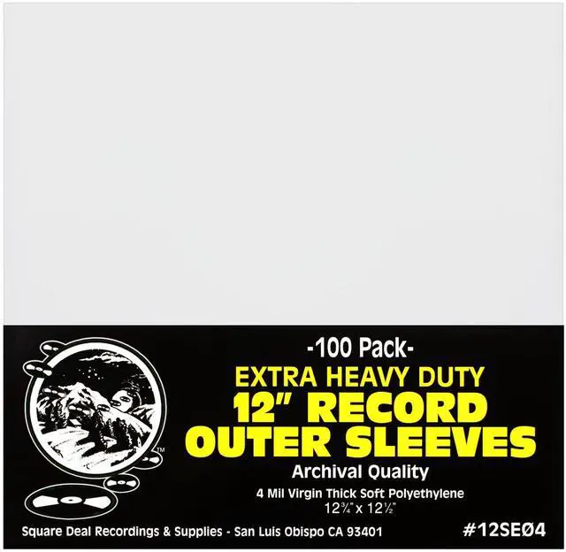 Main image of (100 Pack) 12 inch Record Outer Sleeves - Archival Quality - Extra Heavy Duty 4 Mil Thick - Soft Virgin Polyethylene