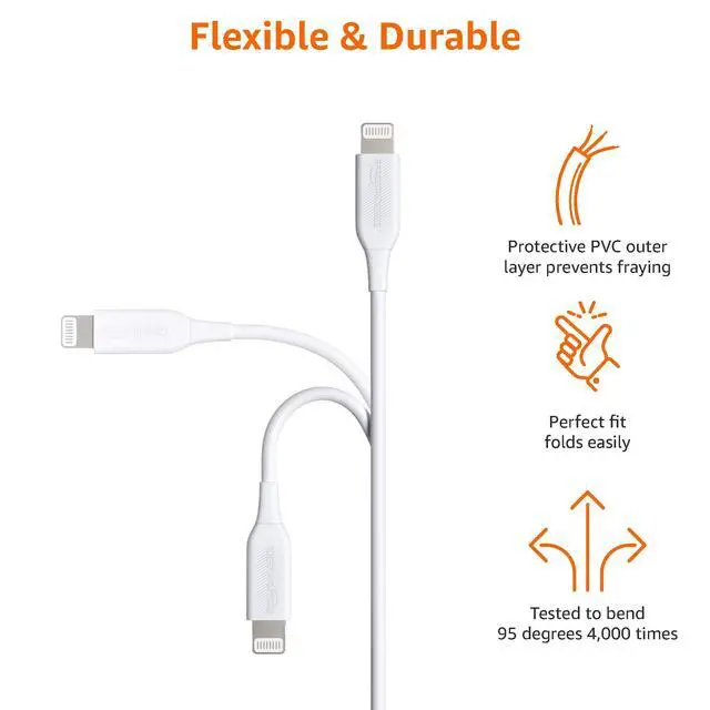 Alt view image 5 of 6 - 2-Pack Apple MFi Certified USB-A to Lightning Cable, High Speed Data Sync, Charger for iPhone 14 13 12 11 X Xs Pro, Pro Max, Plus, iPad, 3 Foot, White