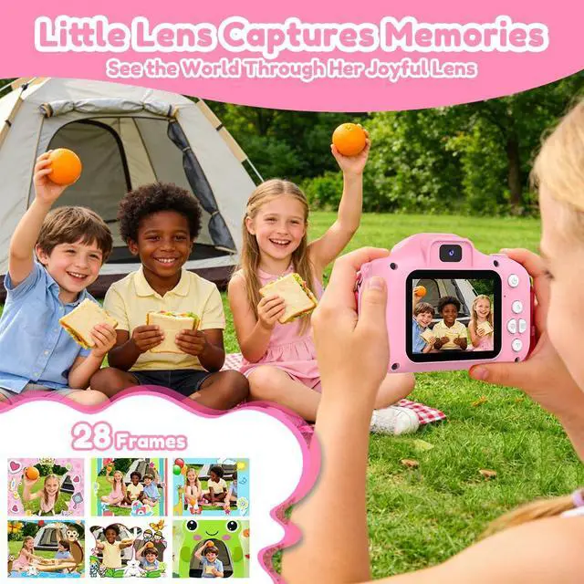 Alt view image 3 of 6 - Kids Camera Toy Birthday Gifts for Girl 3-12, 1080P HD Toddler Selfie Digital Camera Camcorder Video Cameras, 40MP Mini Camera for 3 4 5 6 7 8 9 Year Old Children + 32G SD Card, Pink
