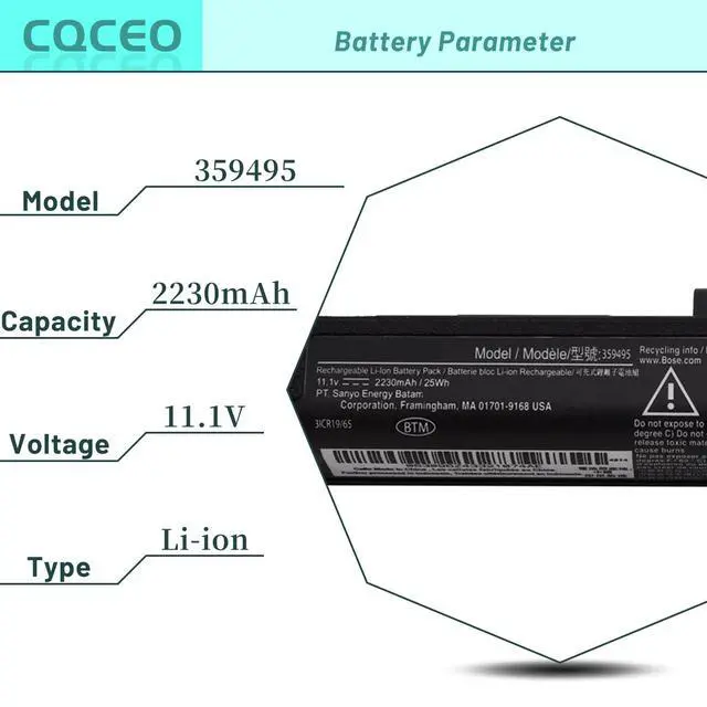 Alt view image 3 of 6 - 359495 359498 Battery Replacement for Bose SoundLink III 330107 330105 | 330107A 330105A 0330107 0330105 Soundlink 2 3 Soundlink Bluetooth Mobile Speaker II III 404600 404800 404900 414255 2230mAh