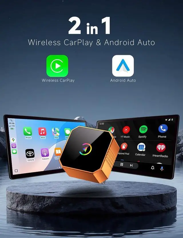 Alt view image 2 of 6 - 2026 Wireless CarPlay Adapter for iPhone & Android Wired to Wireless CarPlay & Android Auto Plug and Play Fast Auto Reconnect Stable Control Compatible for iOS 10+ & Android11+