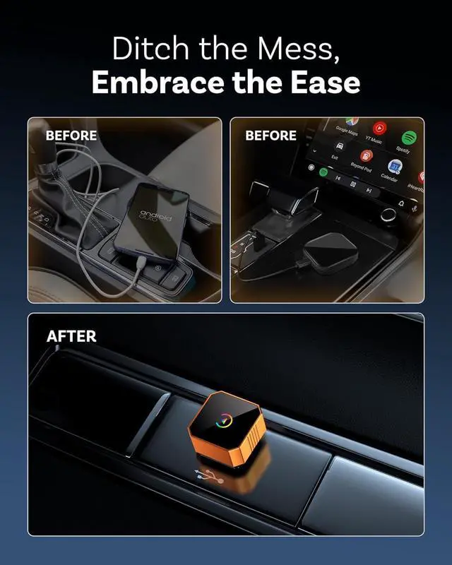 Alt view image 4 of 6 - 2026 Wireless CarPlay Adapter for iPhone & Android Wired to Wireless CarPlay & Android Auto Plug and Play Fast Auto Reconnect Stable Control Compatible for iOS 10+ & Android11+