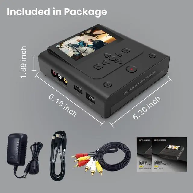 Alt view image 4 of 6 - VHS to DVD Recorder, VCR to DVD Recorder-Convert Photos and Videos Between VHS,VCR,Memory Card,DVD and USB. Phone can use a Free app to Burn Videos and Photos, Also has TV Recording Function(Black)