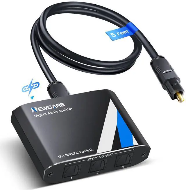 Main image of Digital Optical Splitter 1 in 3 Out,SPDIF Toslink Optical Audio Cable Splitter 1x3 Support LPCM2.0 Doldy Digital & DTS 5.1 for Xbox,PS4,PS5,DVD,TV Box,Home Theatre, Receiver,Sound Bar | Split 1 Optica
