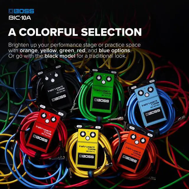 Alt view image 3 of 6 - BIC-10A Series | Instrument Cable | Straight to Right-Angle ¼-Inch Connectors | 10ft./3m Length | Quiet Operation & Durable | Six Color Options | Straight to Angled 6.3mm Jack | 3m | High Quality Guit