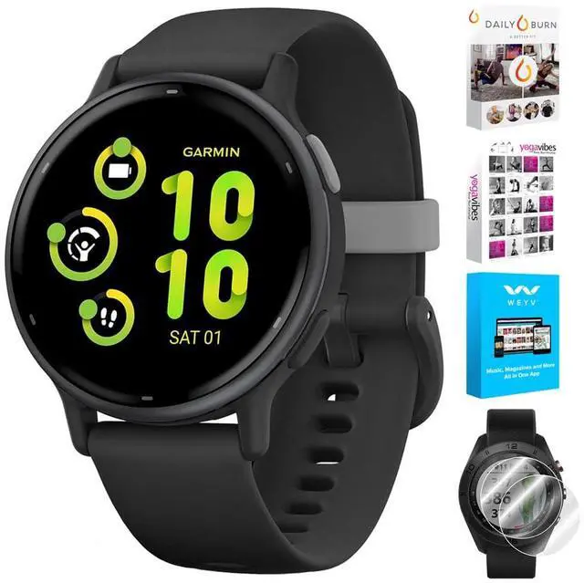 Main image of 010-02862-10 Vivoactive 5 Fitness Smartwatch, Black | Official USA Partner Model | Bundle with Deco Essentials 2-Pack Screen Protector and Tech Smart USA Fitness & Wellness Suite