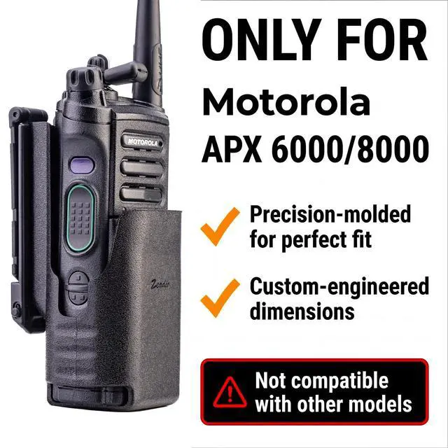 Alt view image 2 of 6 - Tactical Radio Holster for Motorola APX 6000 / APX 8000 - Hard Shell Radio Holder with Elastic Cord Retention, MOLLE Compatible Radio Pouch for Law Enforcement, Security & Tactical Use etc