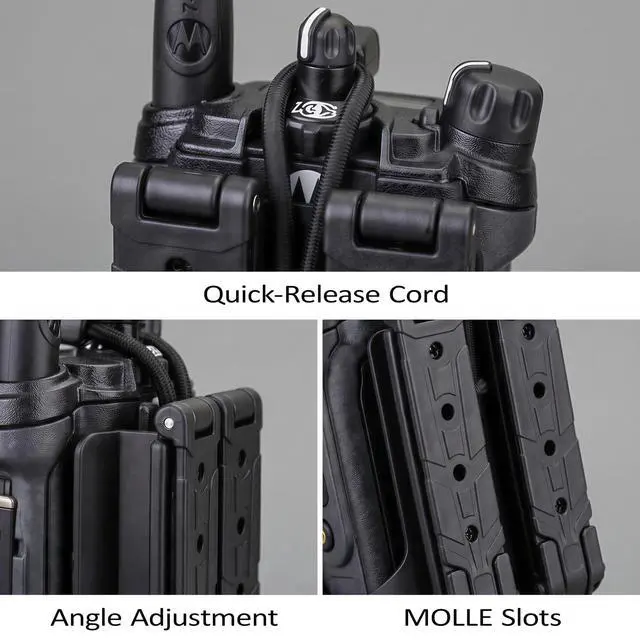 Alt view image 4 of 6 - Tactical Radio Holster for Motorola APX 6000 / APX 8000 - Hard Shell Radio Holder with Elastic Cord Retention, MOLLE Compatible Radio Pouch for Law Enforcement, Security & Tactical Use etc