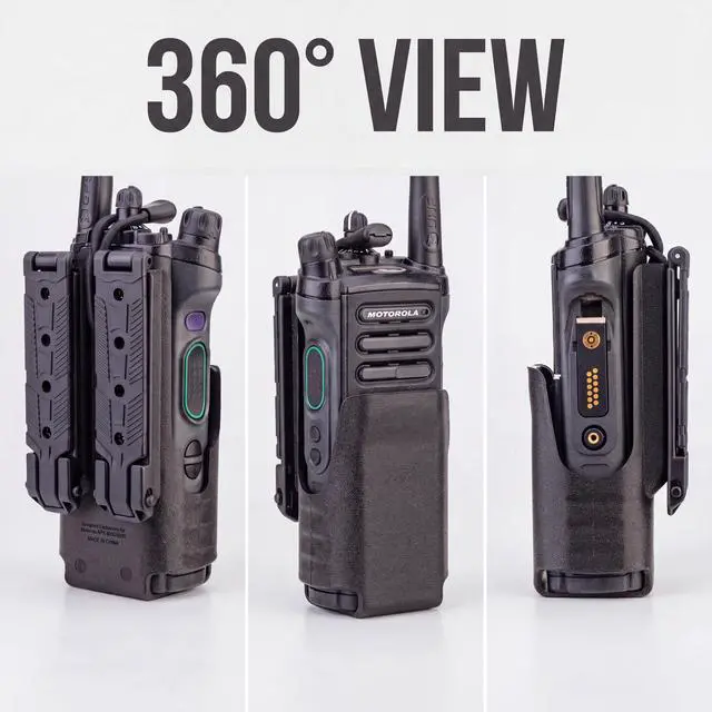Alt view image 5 of 6 - Tactical Radio Holster for Motorola APX 6000 / APX 8000 - Hard Shell Radio Holder with Elastic Cord Retention, MOLLE Compatible Radio Pouch for Law Enforcement, Security & Tactical Use etc