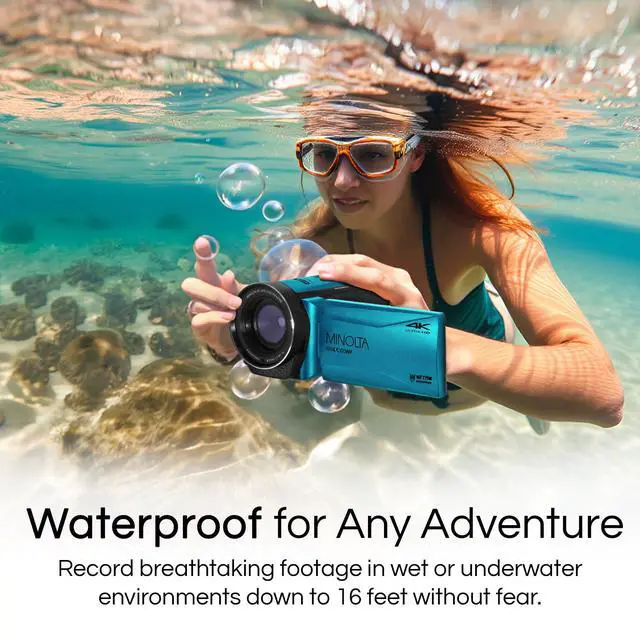 Alt view image 5 of 6 - MN4K300WP 4K Waterproof Camcorder, 56MP, 18X Zoom (Black) | Capture sharp photos and video with intuitive controls for travel, family and everyday moments