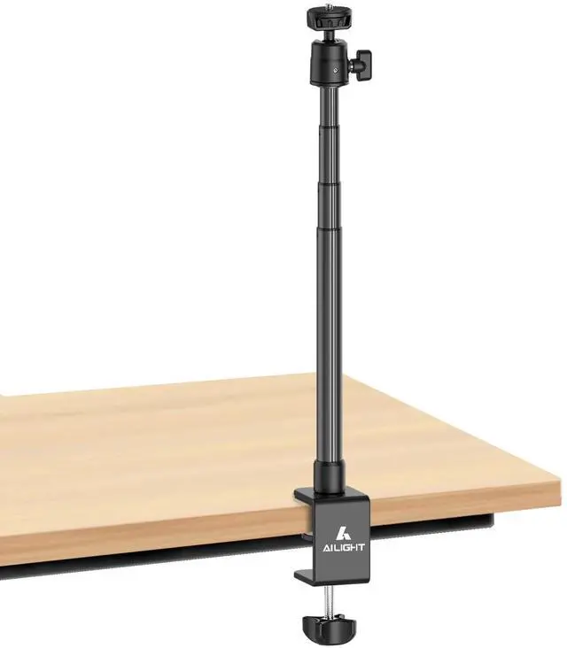Main image of Adjustable Desk Camera Mount & Webcam Stand 10.8"-31.1" | 1/4" Screw, C-Clamp Base, Overhead Tripod, Compatible with DSLR Logitech Obsbot insta360 Anker and Others