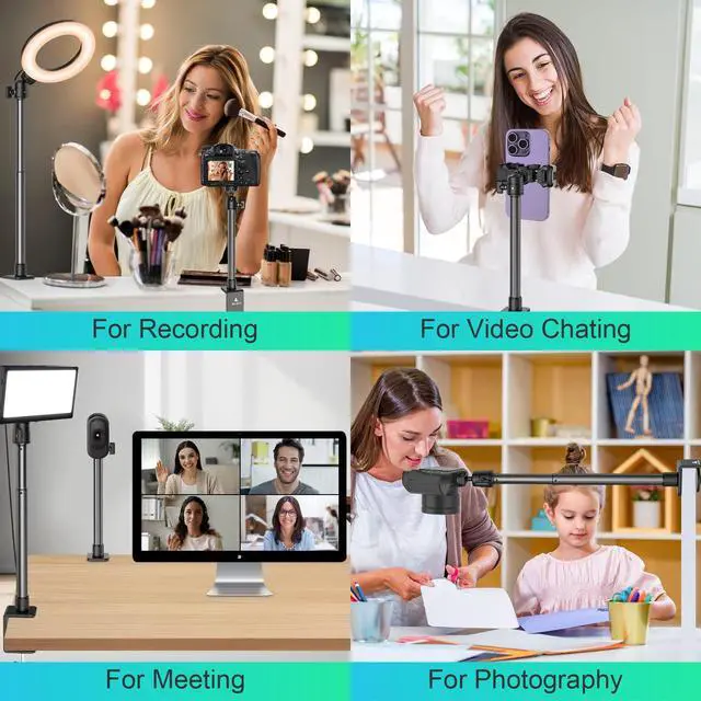 Alt view image 2 of 6 - Adjustable Desk Camera Mount & Webcam Stand 10.8"-31.1" | 1/4" Screw, C-Clamp Base, Overhead Tripod, Compatible with DSLR Logitech Obsbot insta360 Anker and Others