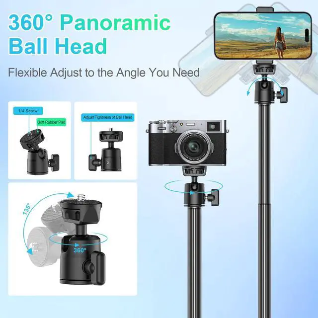 Alt view image 4 of 6 - Adjustable Desk Camera Mount & Webcam Stand 10.8"-31.1" | 1/4" Screw, C-Clamp Base, Overhead Tripod, Compatible with DSLR Logitech Obsbot insta360 Anker and Others