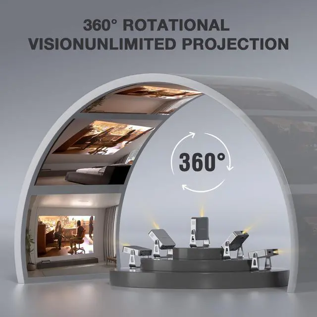 Alt view image 2 of 6 - Officially-Licensed APP & 2000ANSI Smart Mini Projector with WiFi and Bluetooth, Native 1080P Auto Focus & Keystone Portable Outdoor Projector, 4K Support Movie Projector for Display Booths