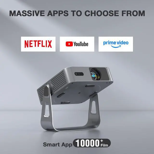 Alt view image 4 of 6 - Officially-Licensed APP & 2000ANSI Smart Mini Projector with WiFi and Bluetooth, Native 1080P Auto Focus & Keystone Portable Outdoor Projector, 4K Support Movie Projector for Display Booths