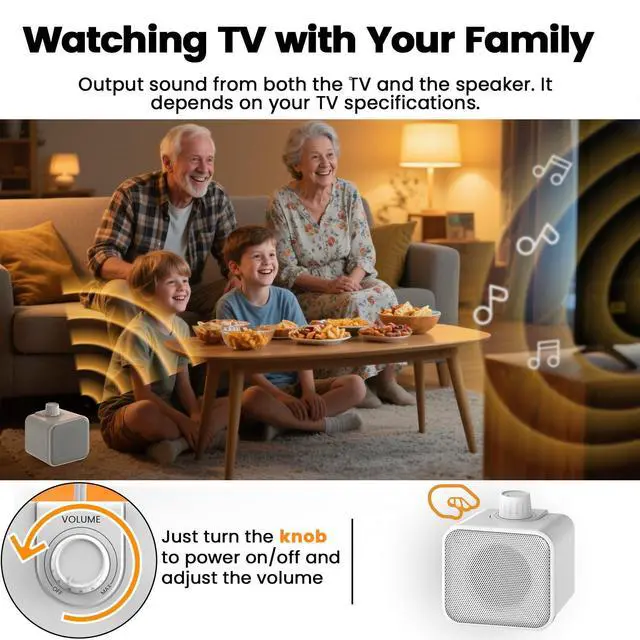 Alt view image 3 of 6 - Wired Speakers for TV No Delay, Mini Clear Voice TV Speaker Wired | 5M Long Cord, Personal Speaker with Headphone Jack, Easy Operation, TV Speakers for Hard of Hearing and Seniors