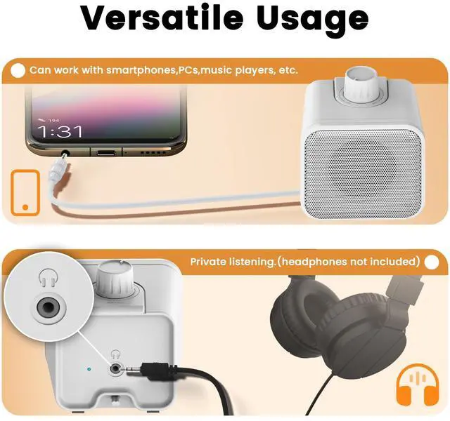 Alt view image 6 of 6 - Wired Speakers for TV No Delay, Mini Clear Voice TV Speaker Wired | 5M Long Cord, Personal Speaker with Headphone Jack, Easy Operation, TV Speakers for Hard of Hearing and Seniors