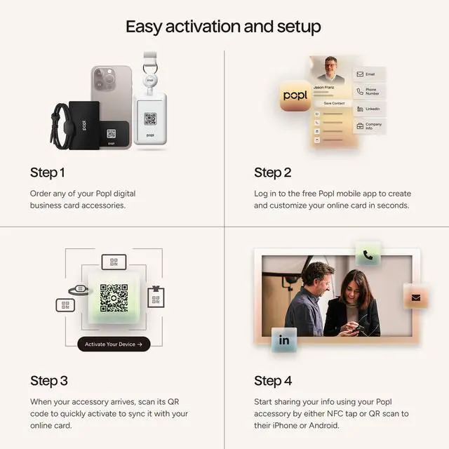 Alt view image 6 of 6 - Authentic Patented Bracelet (Avoid Fake Knockoffs) - Smart NFC Networking Card - Simply Tap to Exchange Contact Info, Capture Leads, & Manage Contacts (Black Rope Style)
