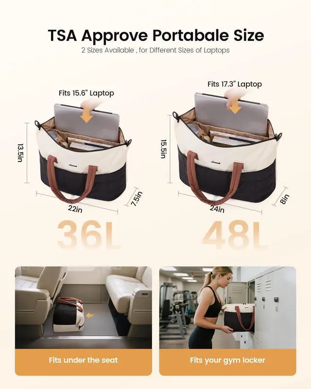 Alt view image 3 of 6 - Gym Bag for Women & Men with Wet Pocket,36L Puffer Laptop Work Bags for Women with Computer Compartment,Waterproof Teacher Tote Bags Workout Weekender Carry on Travel Bag,Large Purse Handbags