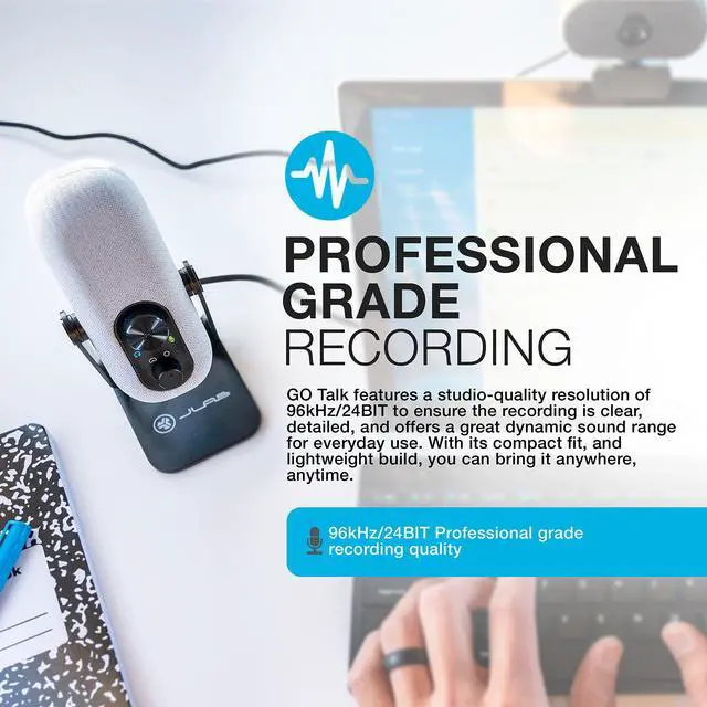 Alt view image 2 of 5 - Go Talk USB-C Microphone with Cardioid and omnidirectional Modes, Volume Control, Mute, 3.5mm aux, Plug and Play, White