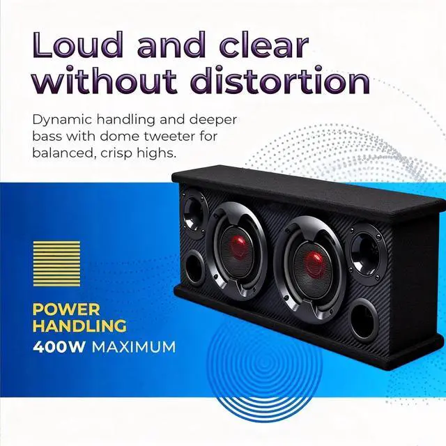 Alt view image 2 of 6 - Subwoofer Enclosure,Car Speaker,Workshop Cabinet Speakers 6.5"Tweeters | Speaker System Full Range,400W Max,4 Ohm,Wide Frequency Response,Enhanced Bass,Coaxial,Car Stereo System
