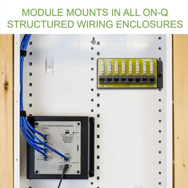 Alt view image 4 of 6 - Legrand - OnQ Cat 6 Network Interface Module - Compatible with All OnQ Enclosures - 8-Port Ethernet Connectivity for Home Networks, UL Listed (AC1068)