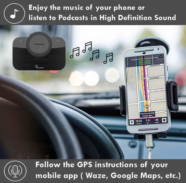 Alt view image 3 of 6 - Car Speakerphone B-PRO 2 Hands-Free kit, 6W Hi-Fi Speakers, with Bluetooth Automatic multipoint Cellphone Connection