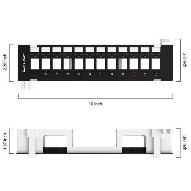 Alt view image 5 of 6 - Blank 12-Port Keystone Patch Panel with 89D Wall Mount Bracket | Cat6 RJ45 Patch Panel, Versatile VerticalHorizontal Installation, Includes 6 Blank Keystone Inserts for Custom Configurations