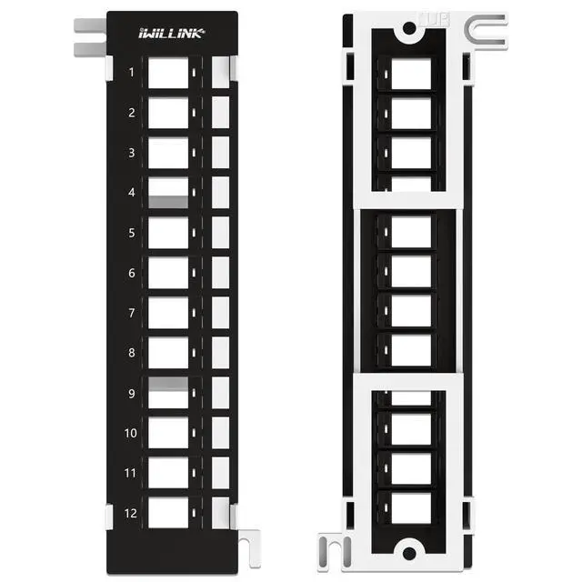Alt view image 6 of 6 - Blank 12-Port Keystone Patch Panel with 89D Wall Mount Bracket | Cat6 RJ45 Patch Panel, Versatile VerticalHorizontal Installation, Includes 6 Blank Keystone Inserts for Custom Configurations