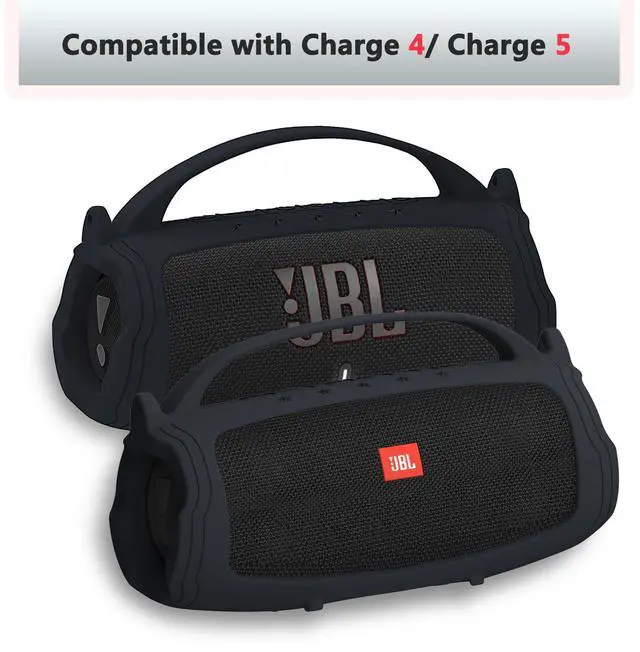 Alt view image 4 of 6 - Silicone Cover and Hard Case for JBL Charge 4 / Charge 5 Speaker | Protective Cases for Charge 5/4 Bluetooth Speaker Accessories, NOT for Wi-Fi Version (Black)