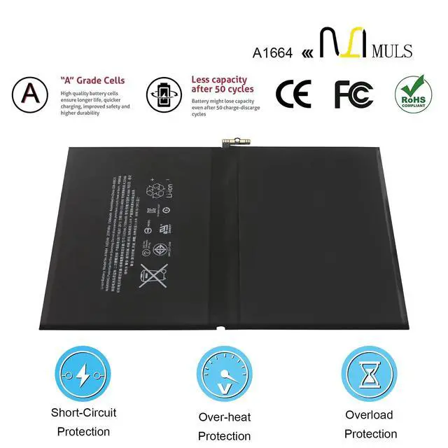 Alt view image 4 of 6 - A1664 Tablet Battery for iPad Pro 9.7'' (2016, Wi-Fi/Cellular) A1673 | A1674 A1675 020-00823 MLMW2LL/A MLN02LL/A MLMN2LL/A MLMV2LL/A MLMY2LL/A MLMQ2LL/A MLMX2LL/A MLN12LL/A MM172LL/A MM192LL/A