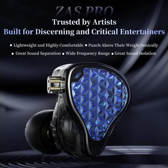 Alt view image 2 of 6 - ZAS Pro 7BA+1DD IEM - HiFi in-Ear Monitor for Musicians | Hybrid driver, 3.5mm wired, noise isolation, detachable cable, clear in all frequency, for stage/studio/audiophile
