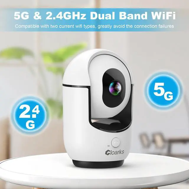 Alt view image 3 of 6 - 2K Indoor Camera, 5/2.4 GHz WiFi Pan/Tilt Security Camera with AI Motion Detection, One-Click Call for Baby Monitor, Wired Pet Camera with 2-Way Audio, 24/7, Siren Alarm, TF/Cloud Storage