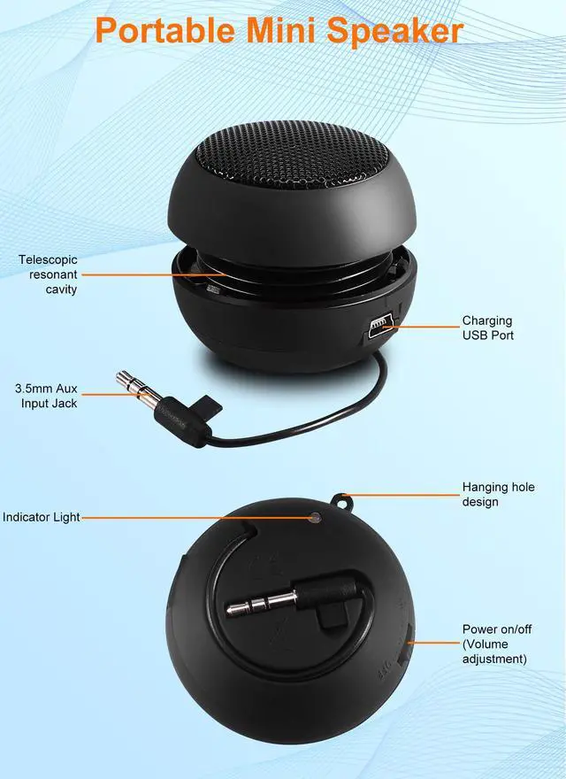 Alt view image 5 of 6 - Portable Mini Speaker USB Wired Small Speakers with 3.5mm Aux Input Jack, Travel Speakers for Laptop Computer MP3 Player Speaker for Mobile Phone, MP3, PC | Travel External, For Laptop Computer MP3 Pl