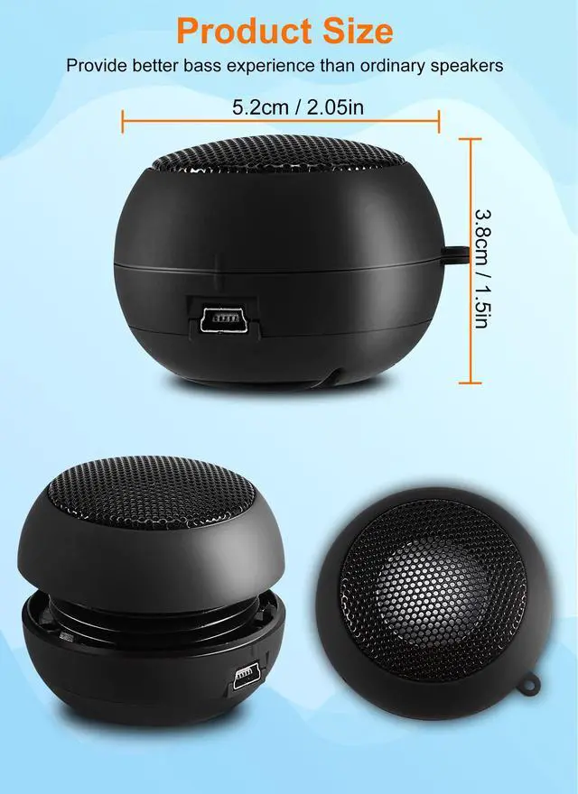 Alt view image 6 of 6 - Portable Mini Speaker USB Wired Small Speakers with 3.5mm Aux Input Jack, Travel Speakers for Laptop Computer MP3 Player Speaker for Mobile Phone, MP3, PC | Travel External, For Laptop Computer MP3 Pl