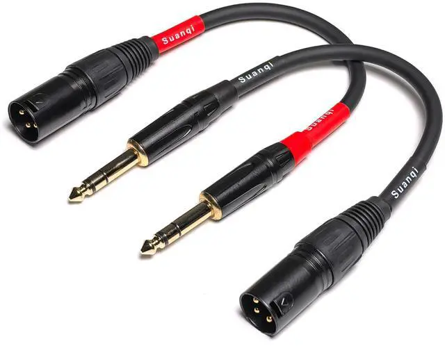 Main image of 1/4 Inch TRS to XLR Male 6.35mm Balanced Signal Interconnect Microphone Cable Quarter inch to 3pin XLR Patch Cable 2Pack 8 inches