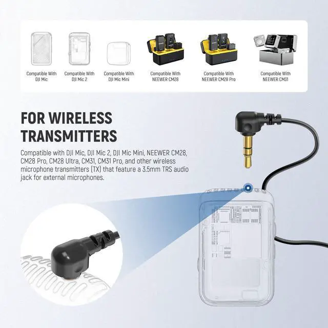 Alt view image 3 of 6 - Mini Lavalier Microphone (2 Pack), 6.6ft/2m Clip On Wired Condenser Lapel Mic with 3.5mm TRS Plug, Compatible with DJI Mic 2, Rode Wireless Go II, CM28 CM31 Camera, LM5 | Wired, Condenser, 3.5mm TRS P