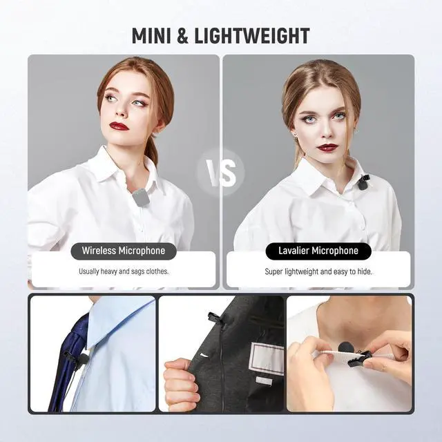 Alt view image 6 of 6 - Mini Lavalier Microphone (2 Pack), 6.6ft/2m Clip On Wired Condenser Lapel Mic with 3.5mm TRS Plug, Compatible with DJI Mic 2, Rode Wireless Go II, CM28 CM31 Camera, LM5 | Wired, Condenser, 3.5mm TRS P