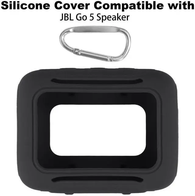 Alt view image 2 of 6 - for JBL Go 5 Waterproof Bluetooth Speaker Silicone Cover, Black | Snug Fit, Portable Carabiner Clip, Shock Absorption, Drop Protection, Travel Lightweight Design, Protective Skin Case