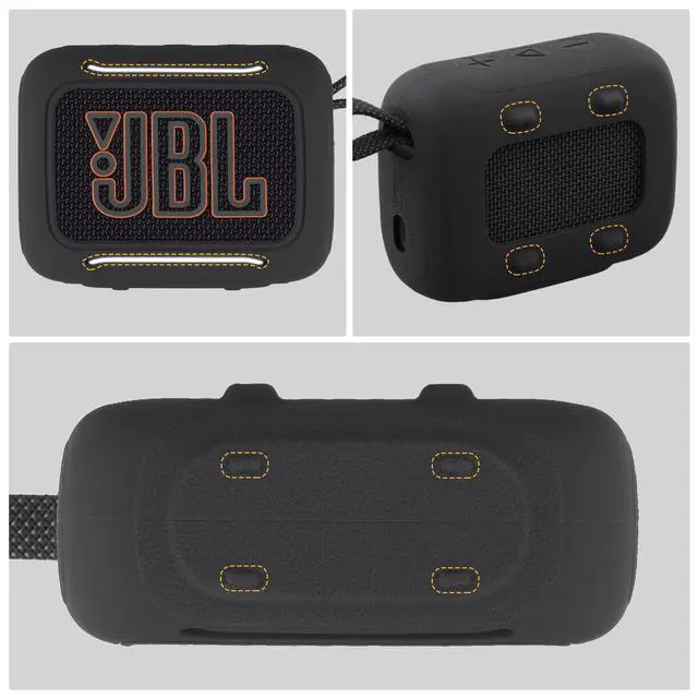 Alt view image 4 of 6 - for JBL Go 5 Waterproof Bluetooth Speaker Silicone Cover, Black | Snug Fit, Portable Carabiner Clip, Shock Absorption, Drop Protection, Travel Lightweight Design, Protective Skin Case