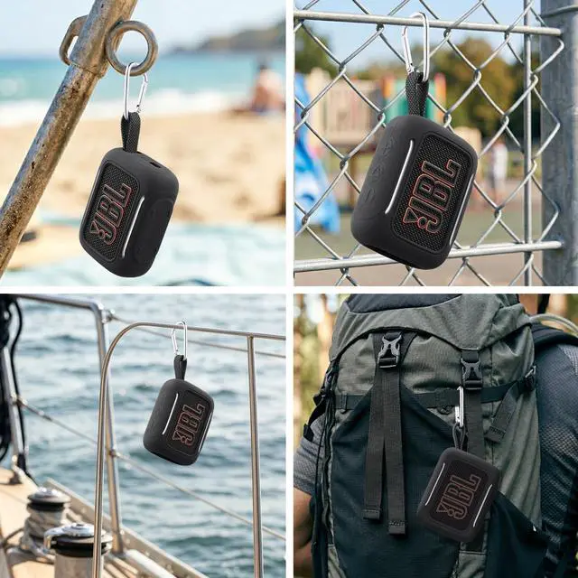 Alt view image 5 of 6 - for JBL Go 5 Waterproof Bluetooth Speaker Silicone Cover, Black | Snug Fit, Portable Carabiner Clip, Shock Absorption, Drop Protection, Travel Lightweight Design, Protective Skin Case