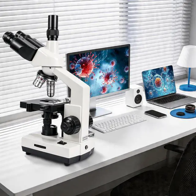 Alt view image 4 of 6 - SW320T Trinocular Microscope w/ 2MP Camera, Carrying Case,Pro Bundle | Metal Build for Adults Students.Real-time PC imaging with Slides,Phone Adapter & Microscope Kit.Precision Stage Control