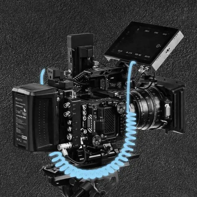 Alt view image 6 of 6 - D-tap to DC Power Cable 12V 5.5mm×2.1mm DC Coiled Cable for Canon C70, Atomos Shogun, Blackmagic Video Assist, SmallHD Indie 7, Right Angle DC