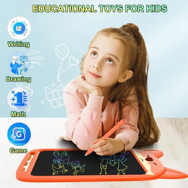 Alt view image 2 of 6 - Fox LCD Writing Tablet for Kids, Coloring Drawing Pad, 10 Inch | Erasable Graphic Doodle Board, Educational Toy for Boy Girl Ages 3-8, Airplane Travel Road Trip Toy, Christmas Birthday Gift