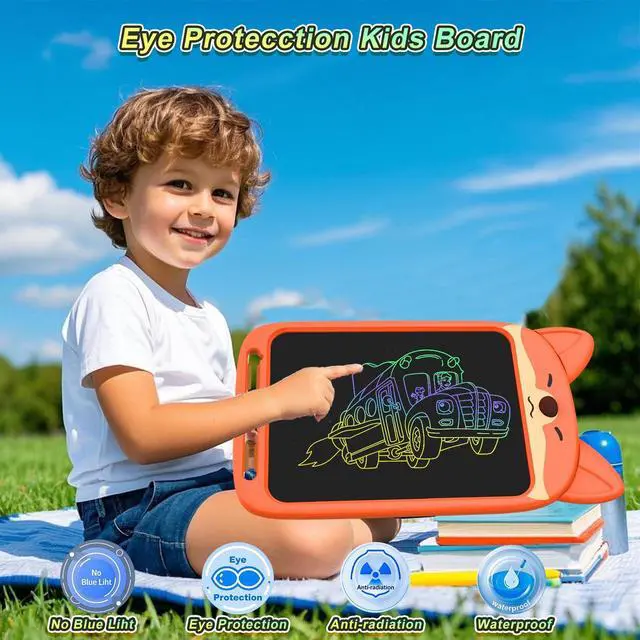 Alt view image 5 of 6 - Fox LCD Writing Tablet for Kids, Coloring Drawing Pad, 10 Inch | Erasable Graphic Doodle Board, Educational Toy for Boy Girl Ages 3-8, Airplane Travel Road Trip Toy, Christmas Birthday Gift