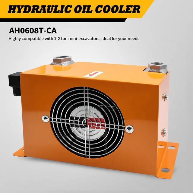 Alt view image 2 of 6 - AH0608T-CA Hydraulic Oil Cooler Compatible with Mini Excavator | 1-2Ton, DC 12V, 38W Rated Power, 60L/min Flow Rate, 1.3 Heat Dissipation Area, Efficient Heat Dissipation