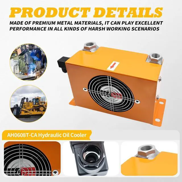 Alt view image 4 of 6 - AH0608T-CA Hydraulic Oil Cooler Compatible with Mini Excavator | 1-2Ton, DC 12V, 38W Rated Power, 60L/min Flow Rate, 1.3 Heat Dissipation Area, Efficient Heat Dissipation