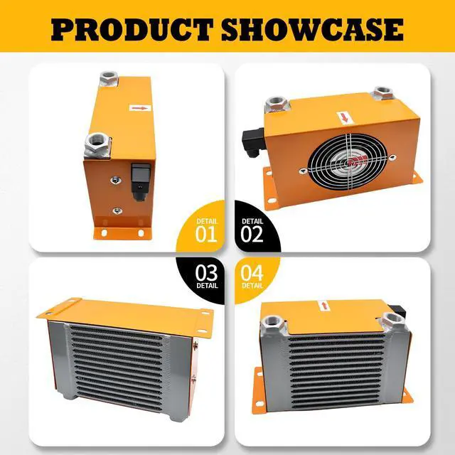 Alt view image 6 of 6 - AH0608T-CA Hydraulic Oil Cooler Compatible with Mini Excavator | 1-2Ton, DC 12V, 38W Rated Power, 60L/min Flow Rate, 1.3 Heat Dissipation Area, Efficient Heat Dissipation